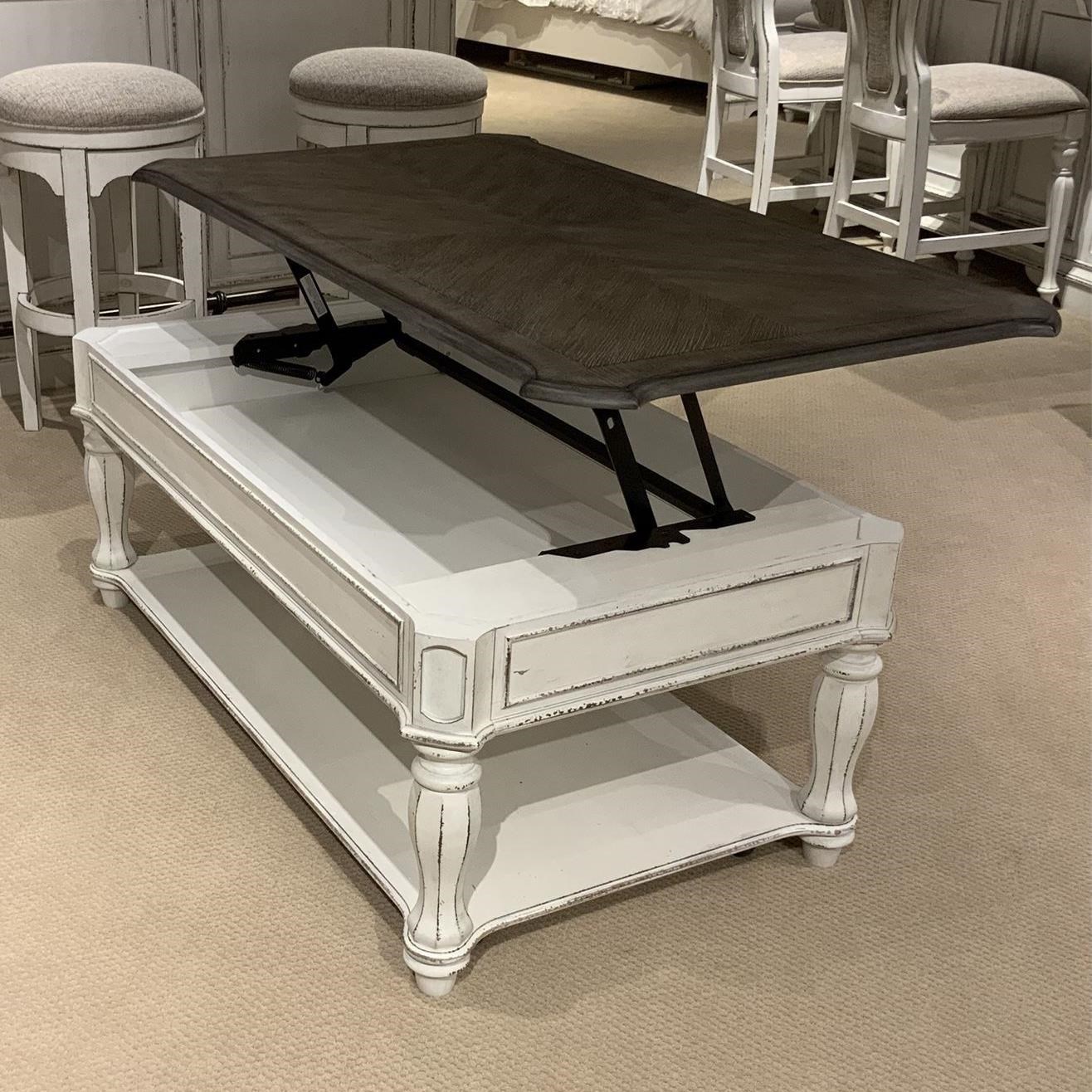 Lift top coffee sales table with stools